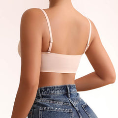 Gathering Breathable Backless Wireless Bra