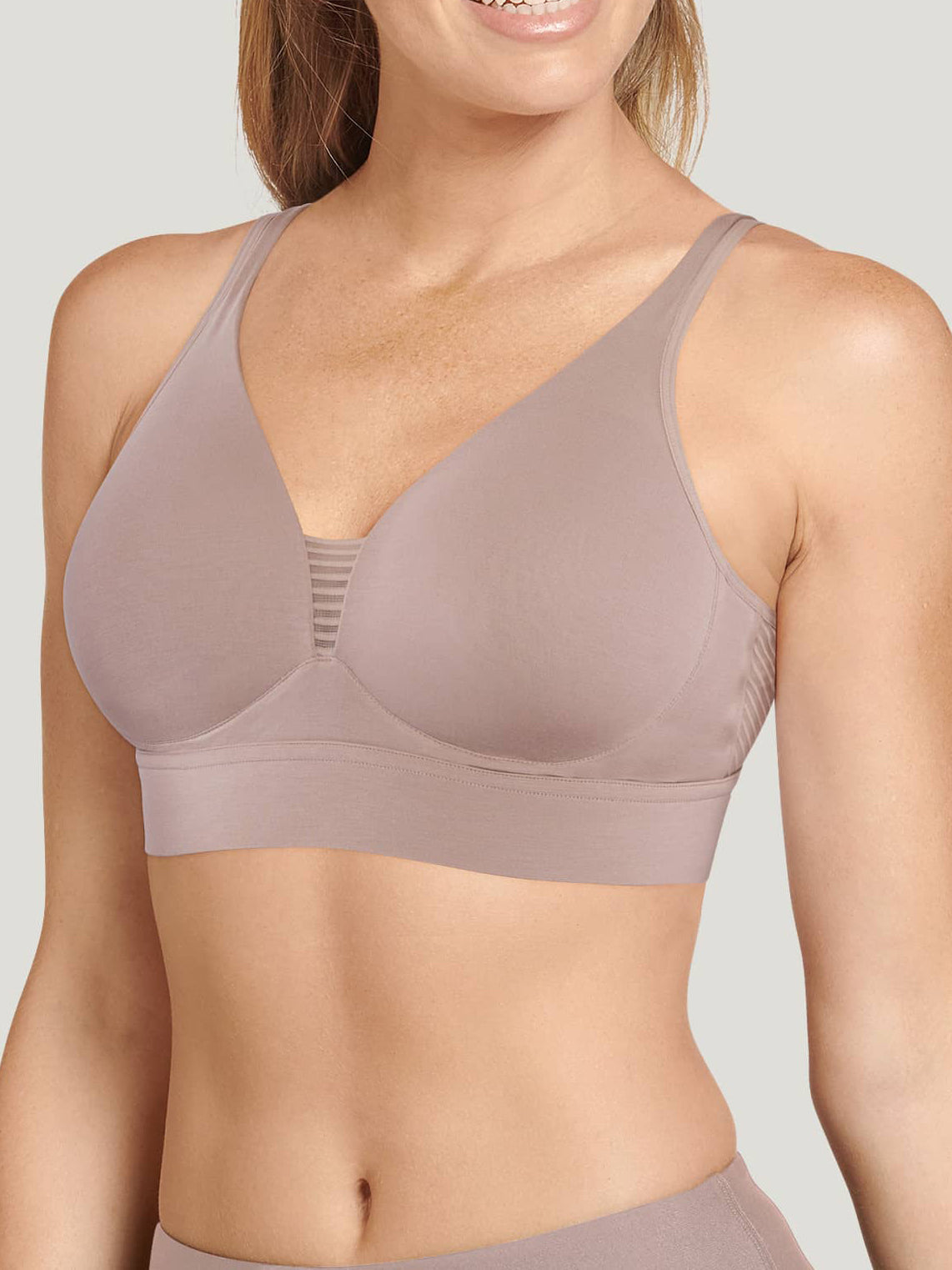 Supersoft Modal V-Neck Molded Cup Bra Warm Shell Grey