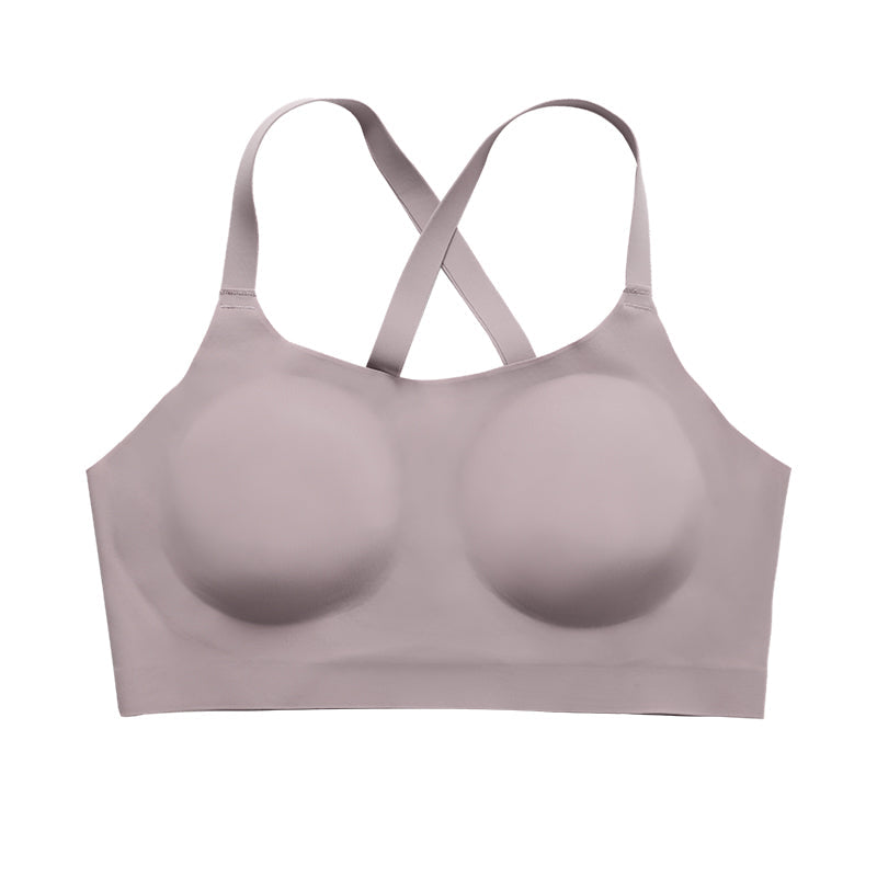 Cross Back Letter Print Wireless Bralette Violet