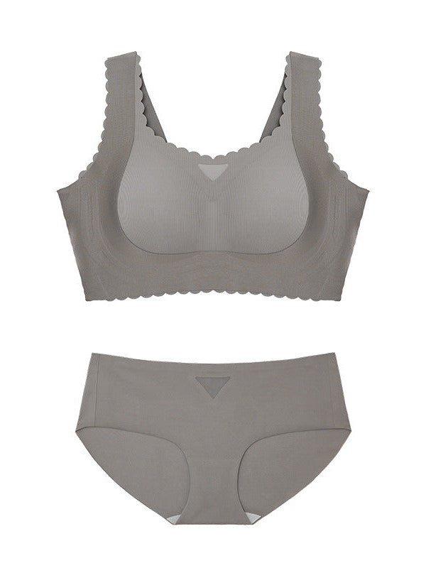 Fan-Shaped Design Natural Lifting Adjustment Plus Size Bra Gray