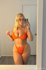 Orange Smocked O-Ring Bikini Bottoms