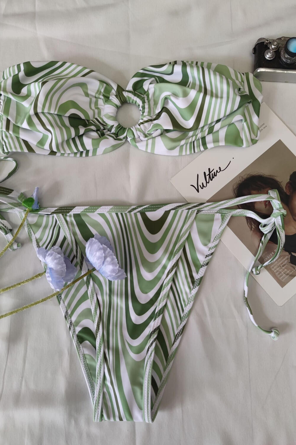 Green Zebra Tie Side Bikini Bottoms