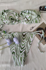 Green Zebra Tie Side Bikini Bottoms