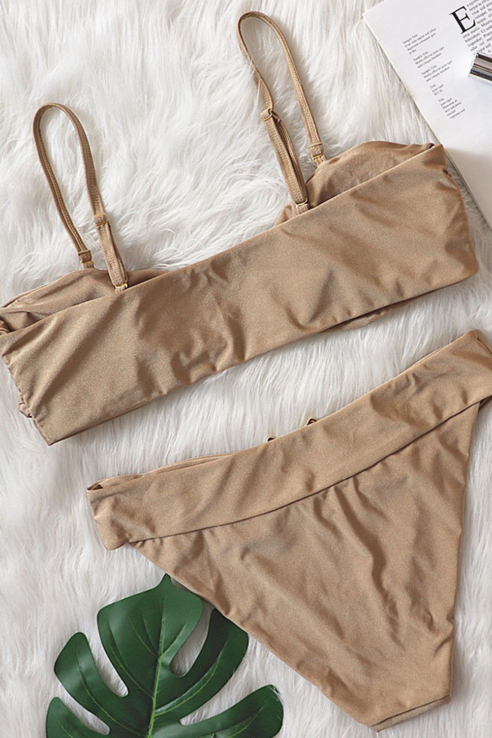 Mocha Hammered Trim Bikini Bottom