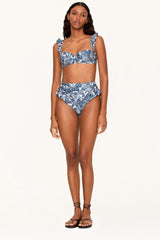 Blue Dragonfly Ruffle-Trimmed Underwire High Waisted Bikini Set