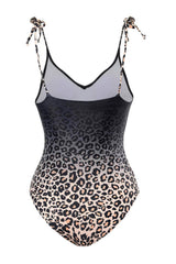 Leopard Print Plunge Tie-Shoulder One Piece Swimsuit