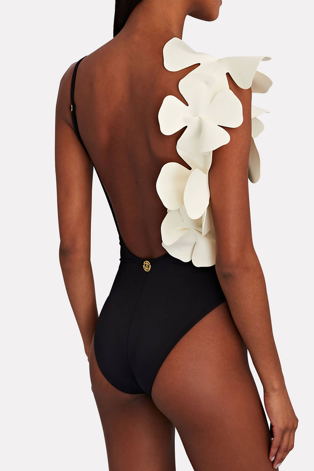 White Petals V-Neck One Piece Swimsuit