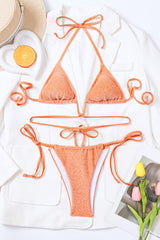 Shimmer Triangle U Wire Halter Tie Side Bikini Set
