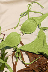 Avocado Sparkle Balconette Underwire Ring Tie Side Bikini Set