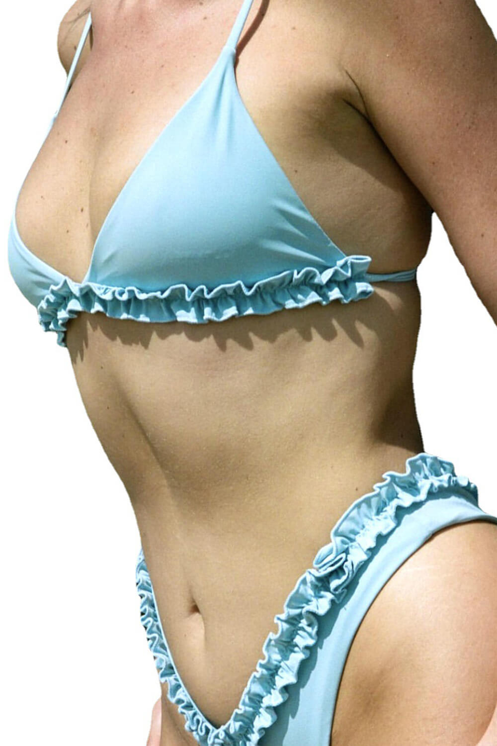 Triangle Ruffled High-Cut Bikini Set
