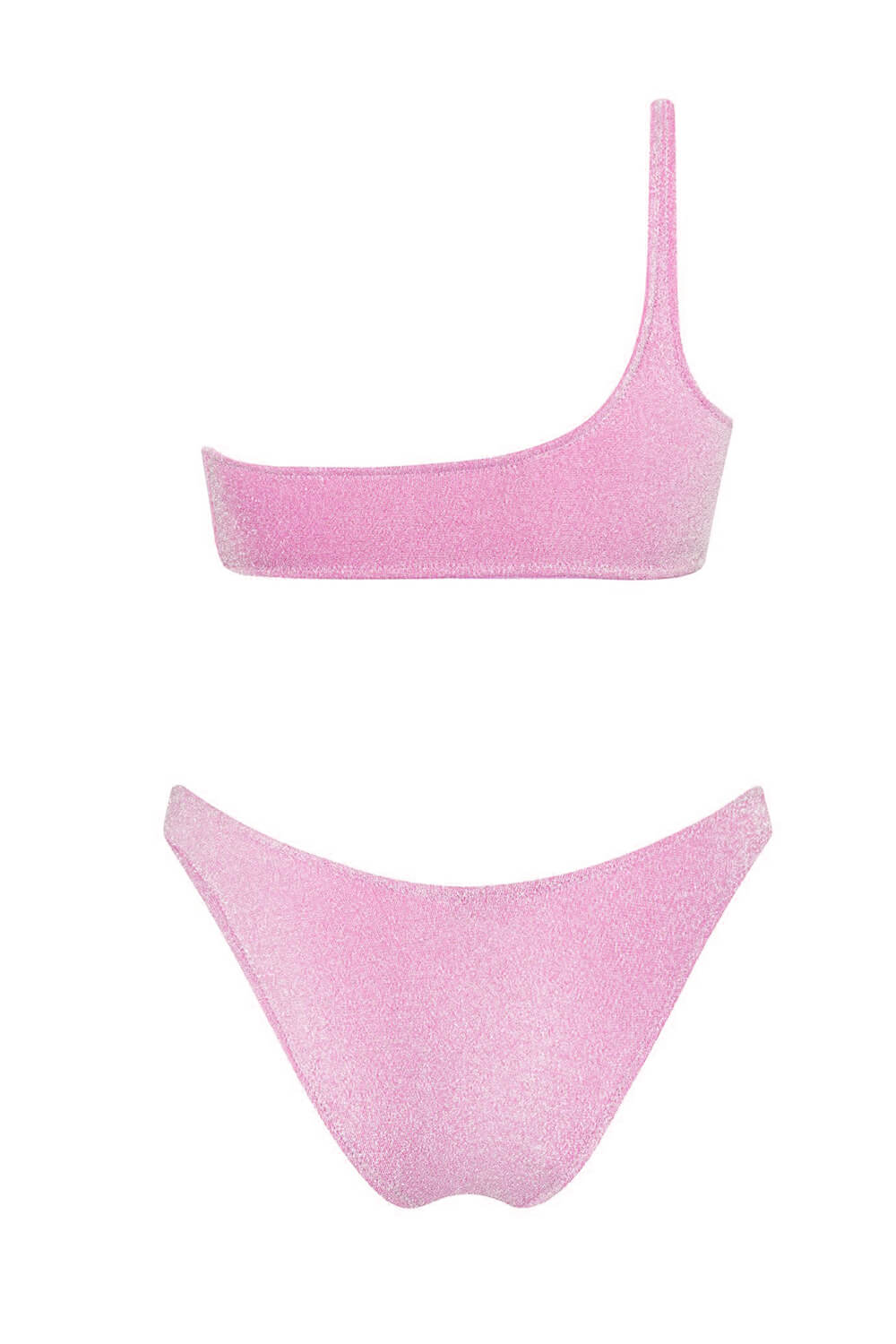 Shimmer Lurex One Shoulder High-Cut Bikini Set