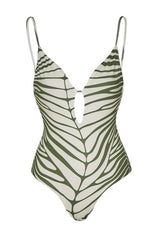 Tropical Leaf Cut-Out One Piece Swimsuit