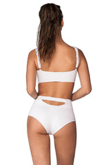 White Tie Front Cropped Bikini Top