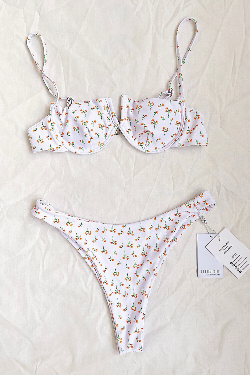 Floral Front V Underwire Bikini Top