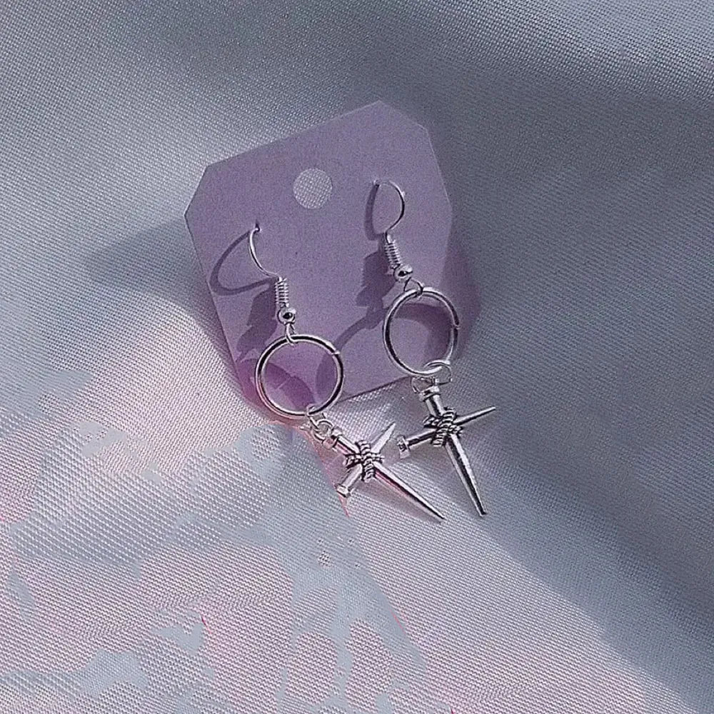 Gothic Cross & Fish Bones Earrings