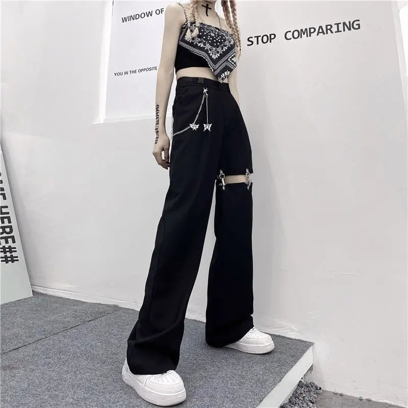 Harajuku Goth Pants With Chain