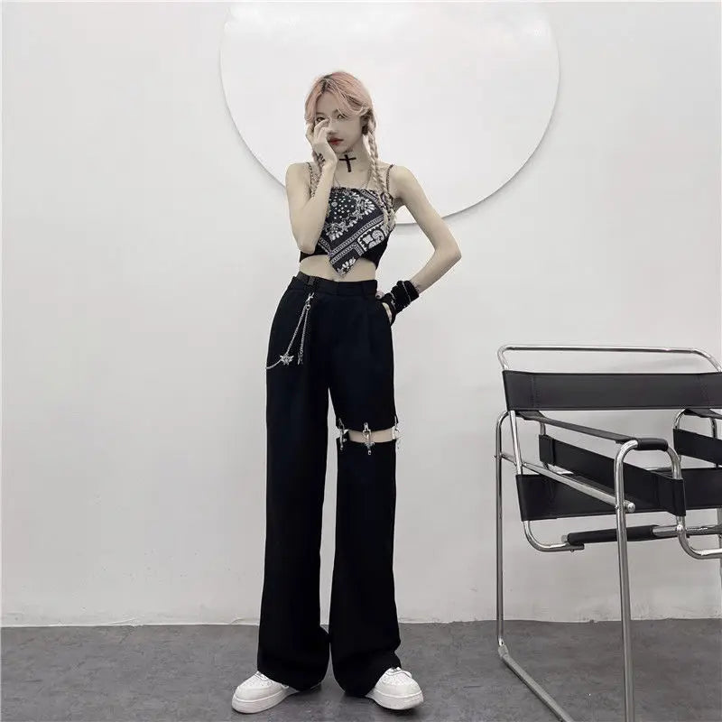 Harajuku Goth Pants With Chain