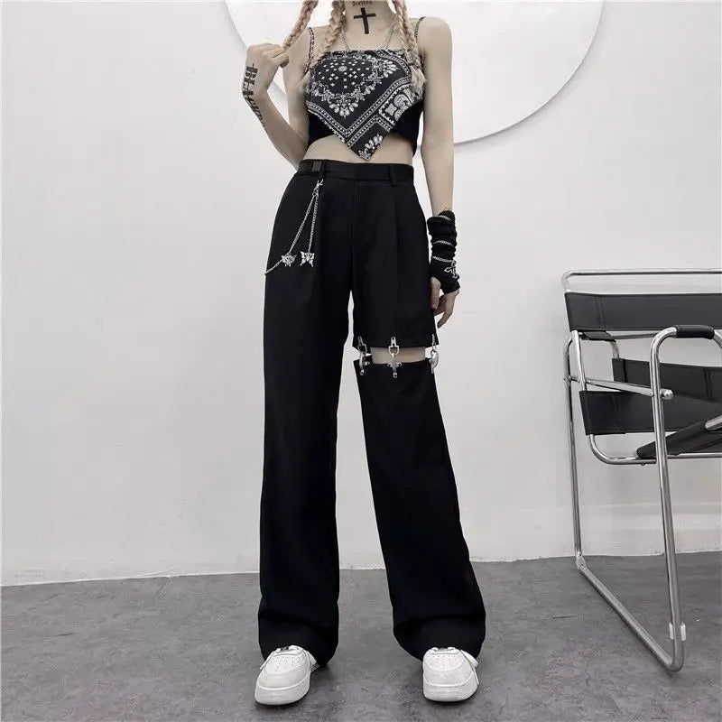 Harajuku Goth Pants With Chain