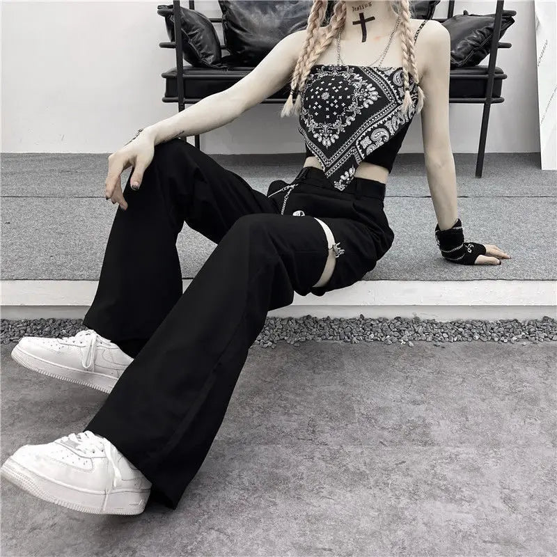 Harajuku Goth Pants With Chain