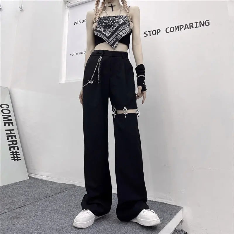 Harajuku Goth Pants With Chain