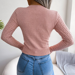 Zahra - Pink Cutout Knitted Slim Fit Top
