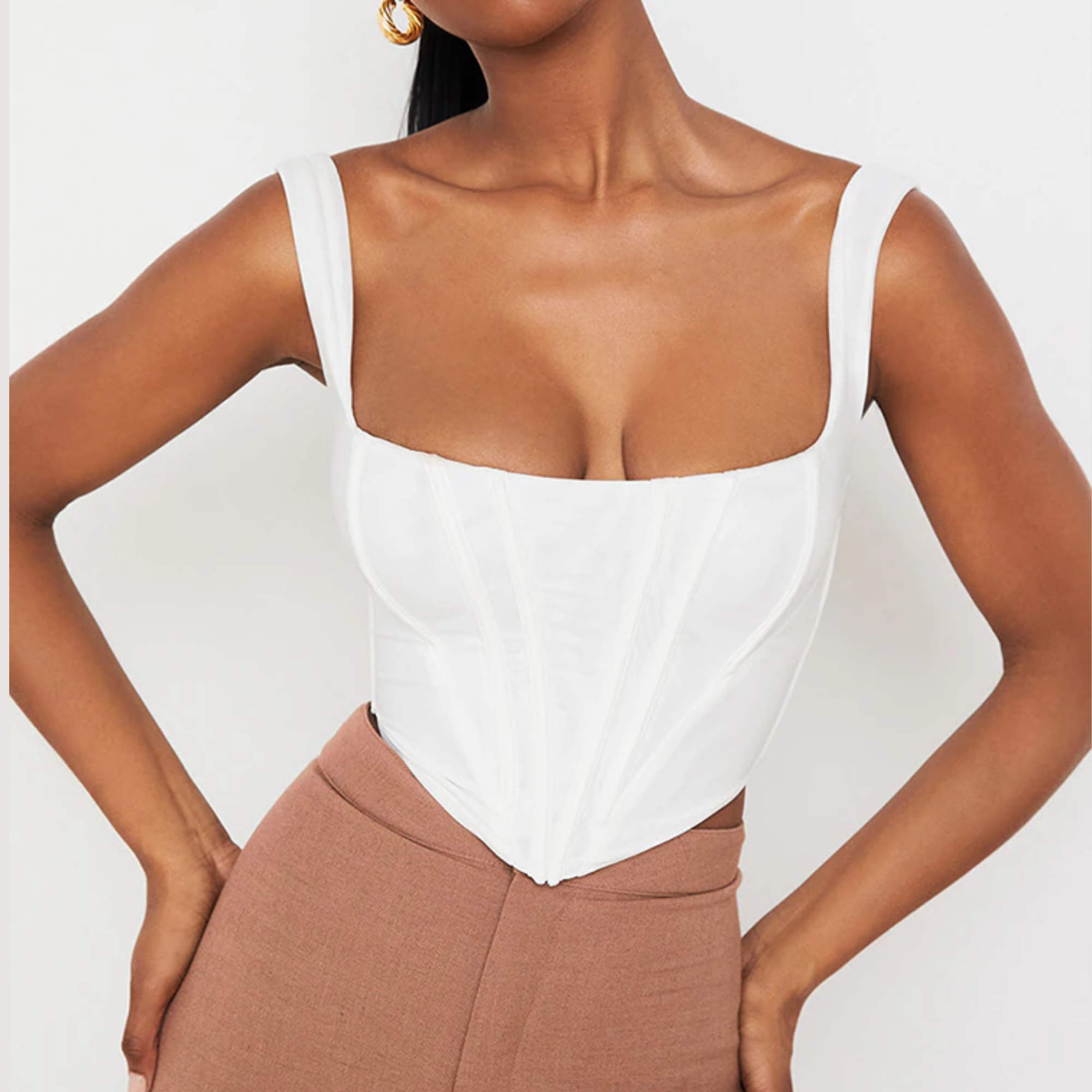 Mazie - White Bustier Corset Top