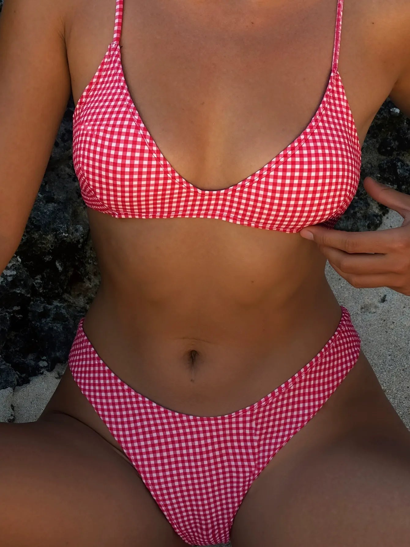 Hot Pink Plaid Bikini Bottom