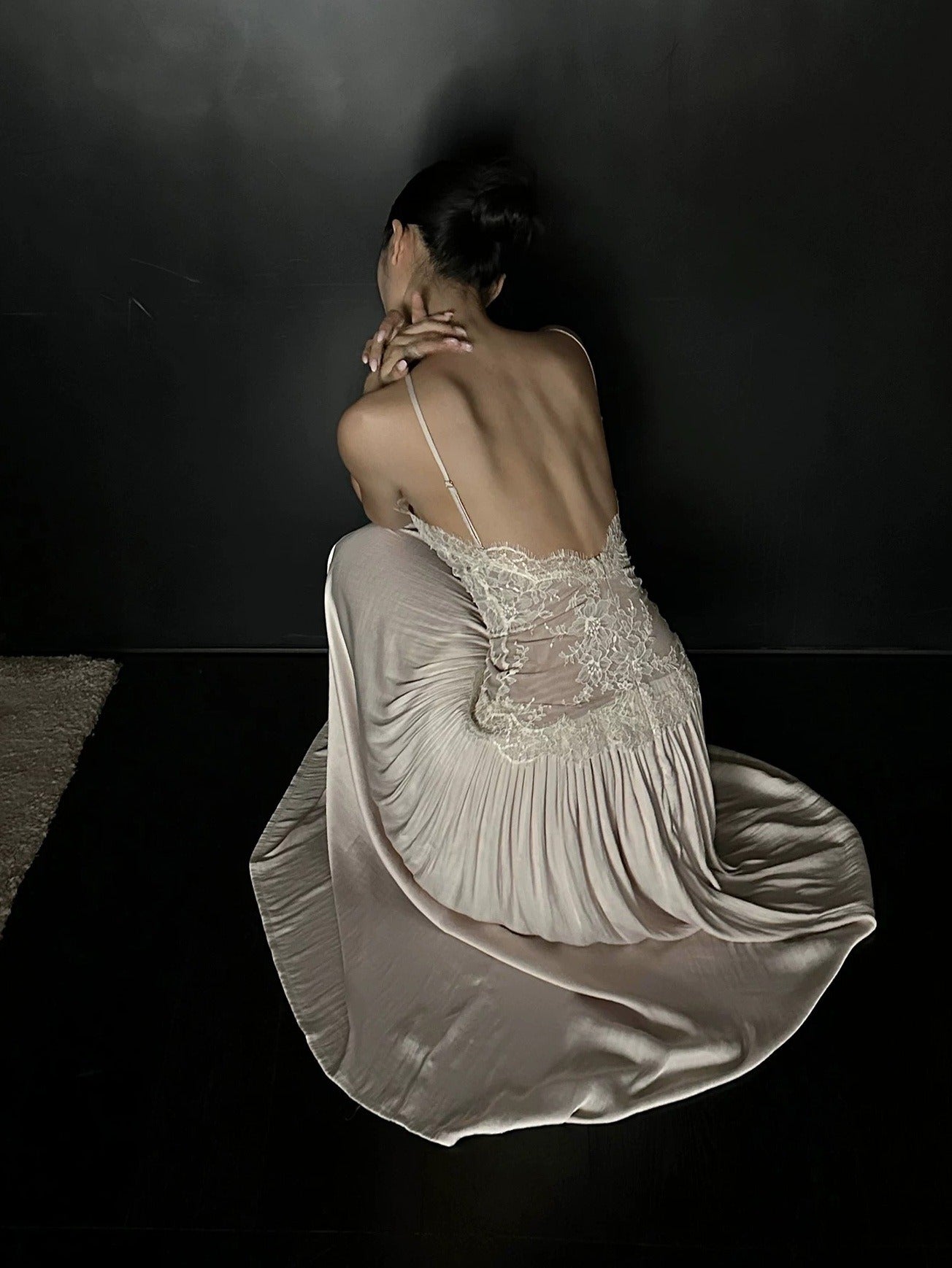 Lace-Trimmed Slip Dress