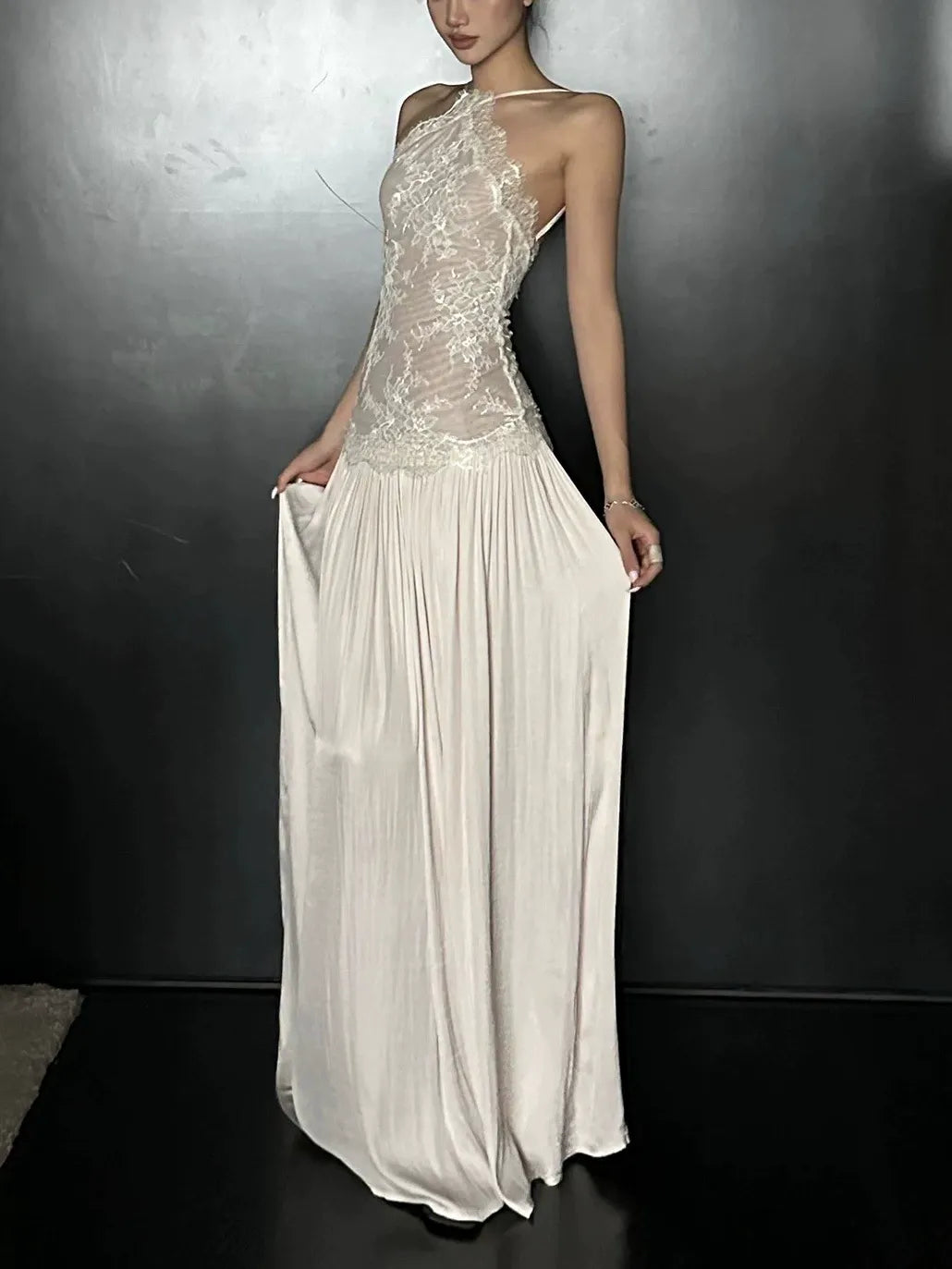 Lace-Trimmed Slip Dress