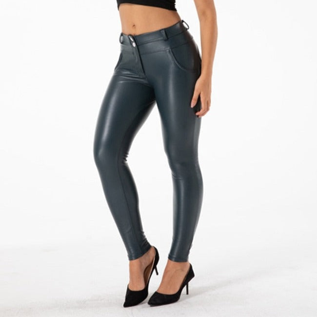 Cheeky Blue Faux Leather Butt Lift Pants
