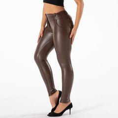 Cheeky Brown PU Faux Leather Butt Lift Pants