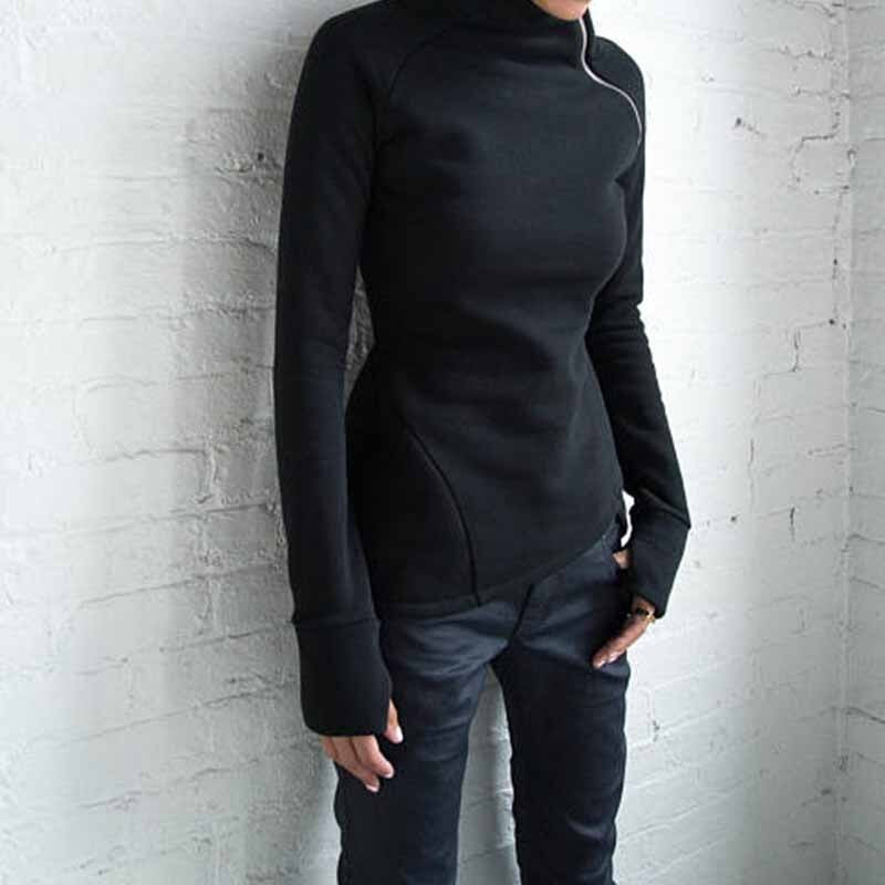 Turtleneck Long Sleeve Women's Zipper Jacket